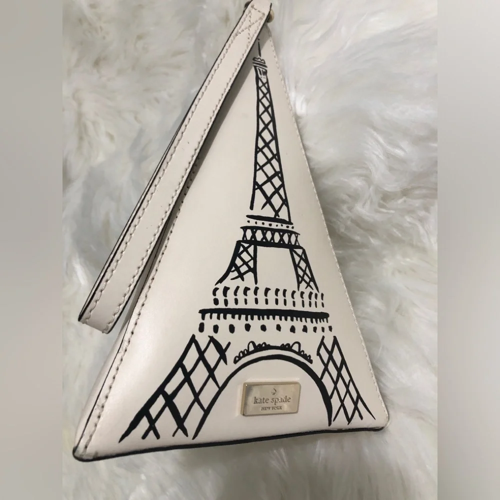 Kate Spade Triangle “Eiffel Tower” Wristlet Novelty Bag in Cement color - Picture 4 of 16